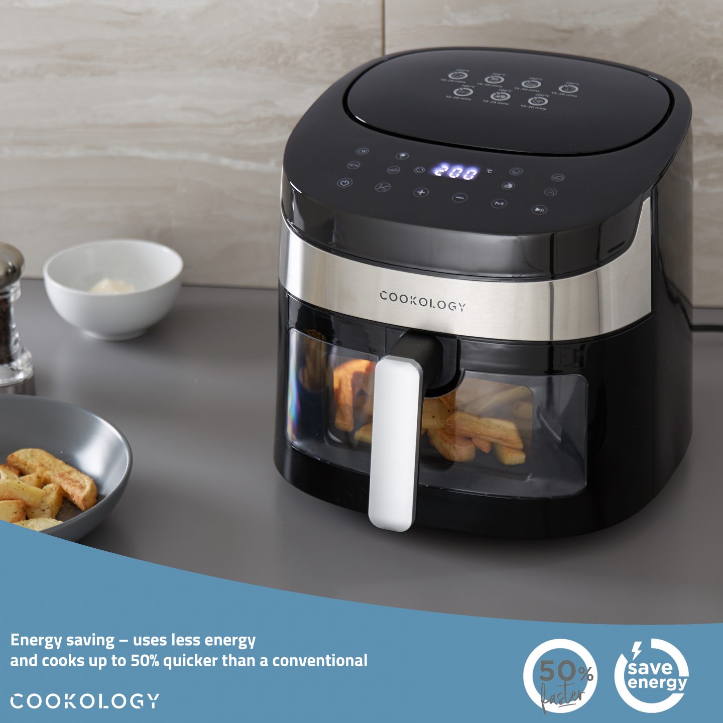 4.2L Stainless Steel Air Fryer With Viewing Window | Cookology