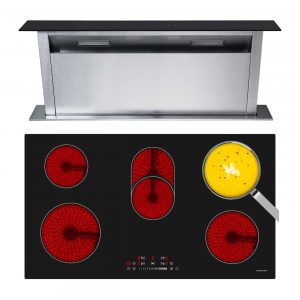 Cookology 90cm Touch Control Ceramic Hob & Downdraft Extractor Fan Pack