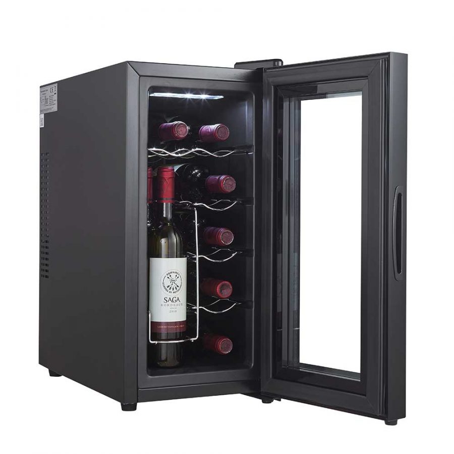 10 Bottle Capacity Black Thermoelectric Wine Cooler Cookology