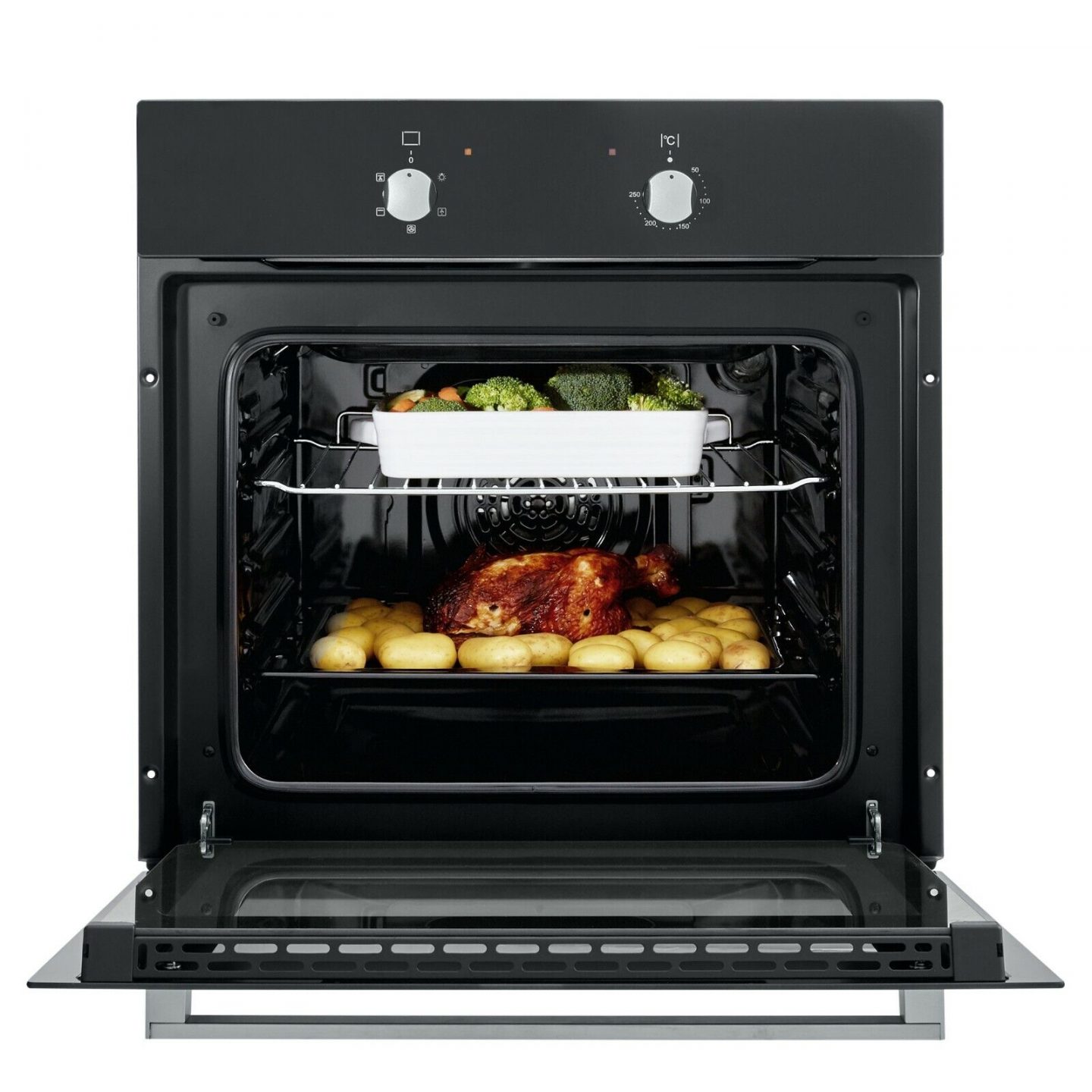 60cm Built-In Electric Fan Oven - Black | Cookology