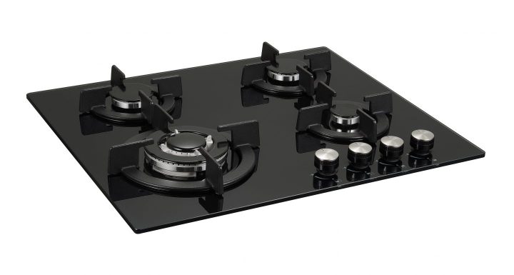 side view of GGH606BK gas on glass hob