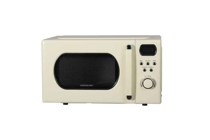 cream retro microwave front view