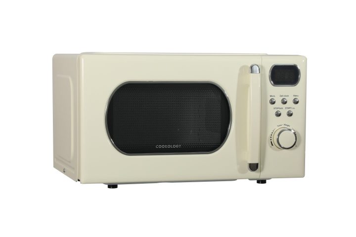 cream retro microwave front view
