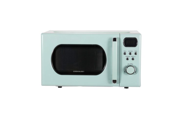 mint green retro microwave front view