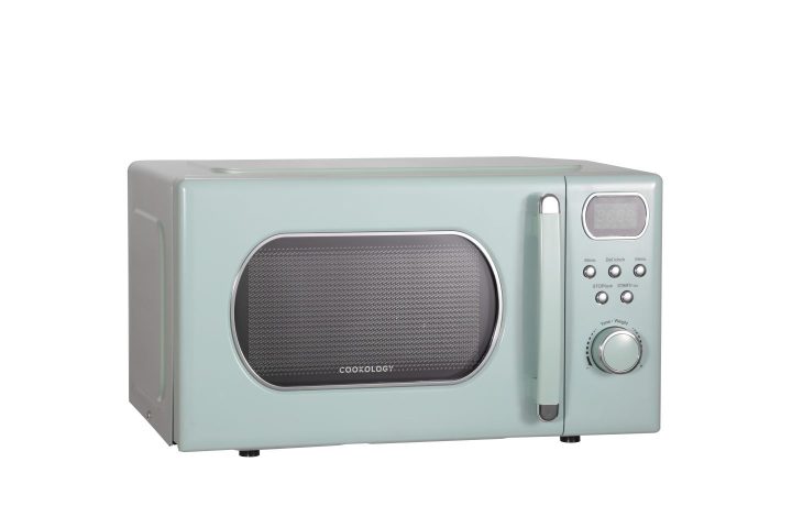 mint green retro microwave front view