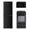 CFSPSC501BK CFF1425050BK CMAFS20LBK Kitchen bundle Cooker, Fridge Freezer, Microwave Black