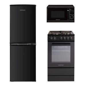 CFSPSC501BK CFF1425050BK CMAFS20LBK Kitchen bundle Cooker, Fridge Freezer, Microwave Black