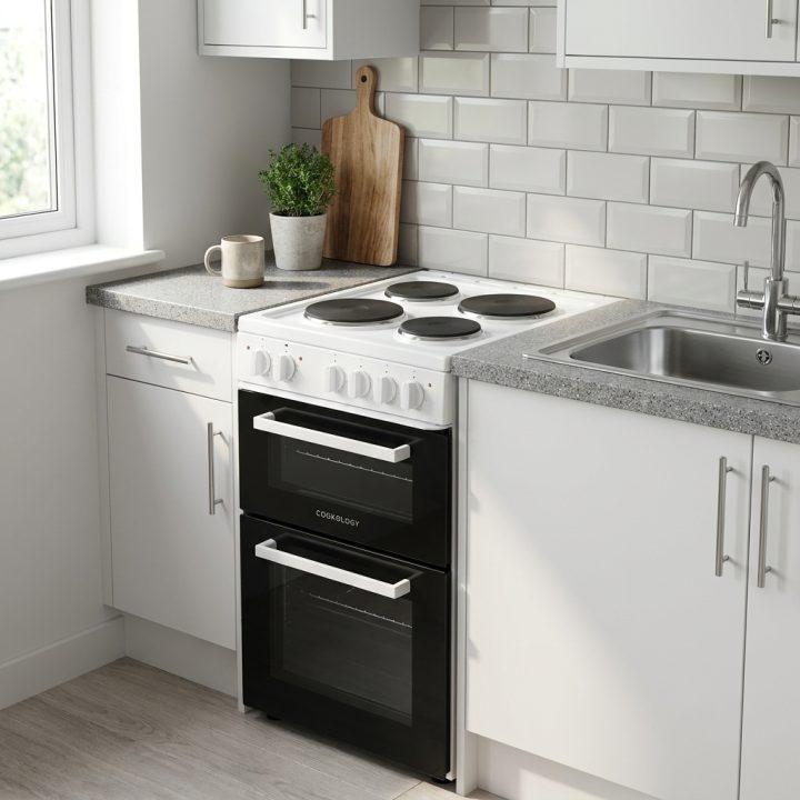 50cm Electric Cooker Freestanding Double Oven & 4 Ring Hob A Energy Rated - White - d23728192014b17a51aeda3ce39e3fcce51ac38ff84676c13c507cdc88bed06b