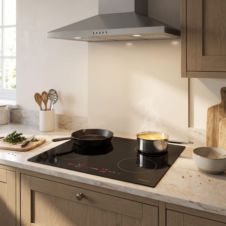 60cm Built-In Induction Hob 4 Zone - Black - Everyday use and access