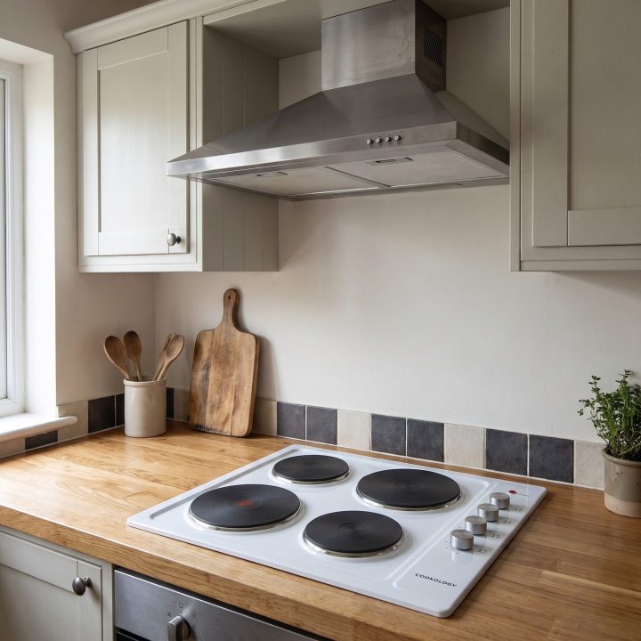 60cm Built-In Solid Plate Hob 4 Zone - White - Product hero