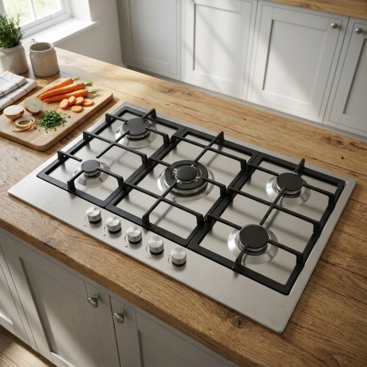 90cm Built-In 5 Burner Gas Hob with Wok Burner - Stainless Steel - ce8acc649bbaec2f9a0d34e4105c24d0a578a0fbf4b729c00779892913f235db