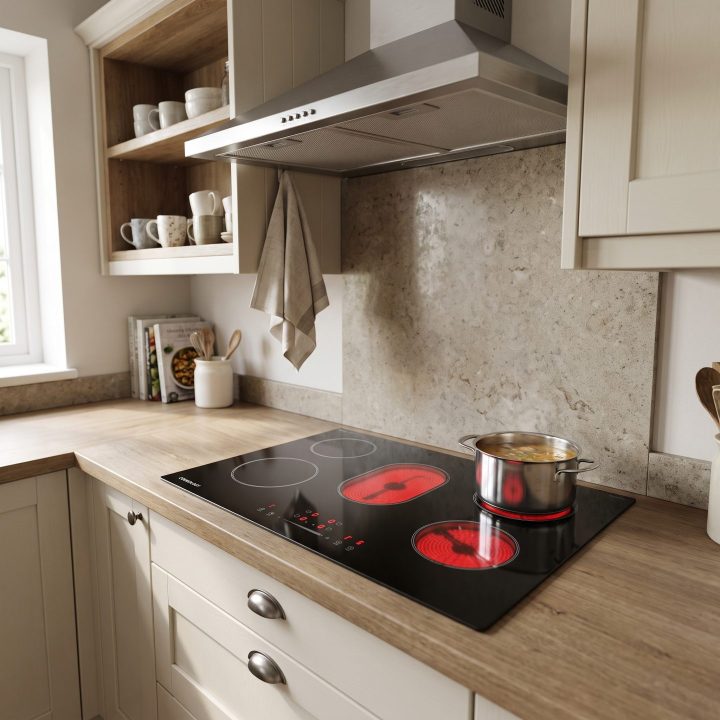 90cm Built-In Ceramic Hob 5 Zone - Black - Verified design detail