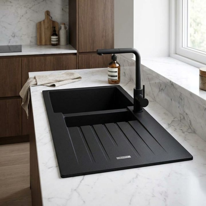 Arezzo 1.5 Bowl Granite Composite Sink with Drainer - Black - 25b60fe5a45d42a5cee9aa6f87e4345acbba1df0c3e13fdde2f3845ee941b331