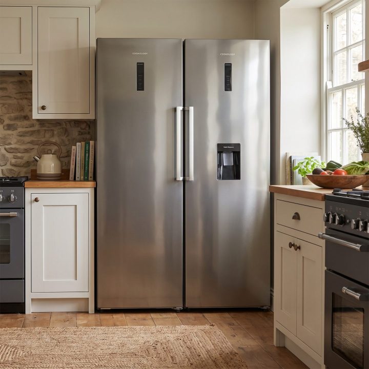 Bundle - 356L Inox Fridge with Water Dispenser & 274L Inox Freezer - Stainless Steel - Scale and room context