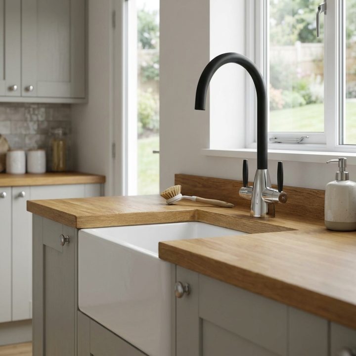 Dual Lever Kitchen Mixer Tap - Black/Chrome - 86c23b9c8e8ec8f7d7220597cce2072a0dfb5aa37b010698be2ef102e0cfe40e