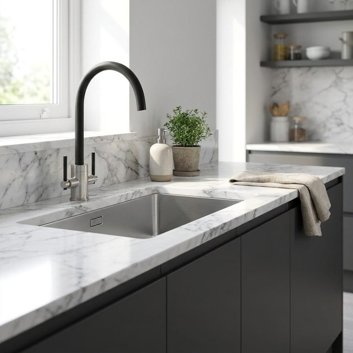 Livorno Brushed Black Twin Lever Kitchen Tap - 10741eae0526e075616169a68b56c5d2d3afbe2f74046bdc21a95cdce59f4b9d