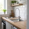 Livorno Chrome White Twin Lever Kitchen Tap - 85215c29cb2dd2be8682092ada54fb16a8eb18fd18ea9aa713943a80ef199db4