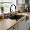 Lucca Black Granite Composite 1.5 Bowl Kitchen Sink - 0e1151a8dcca97380bf24de518a2d548f67e07566441fdceb6aa3d0347b19ef9