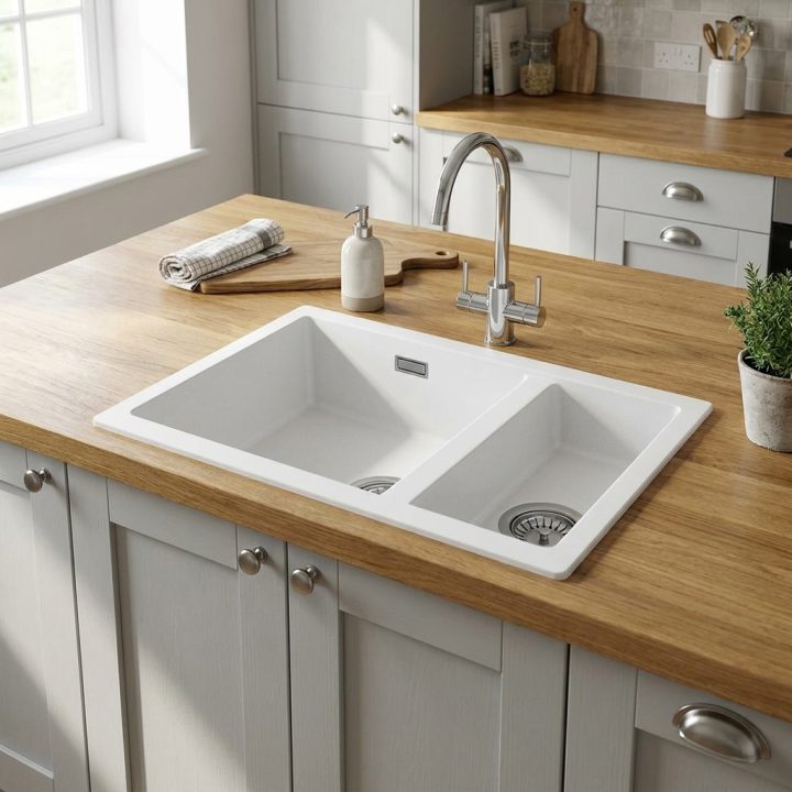 Lucca White Granite Composite 1.5 Bowl Kitchen Sink - 6e0182cb9d317f768b60805fa038c02e57fdce03a8493a36da0bc7753a5b8469