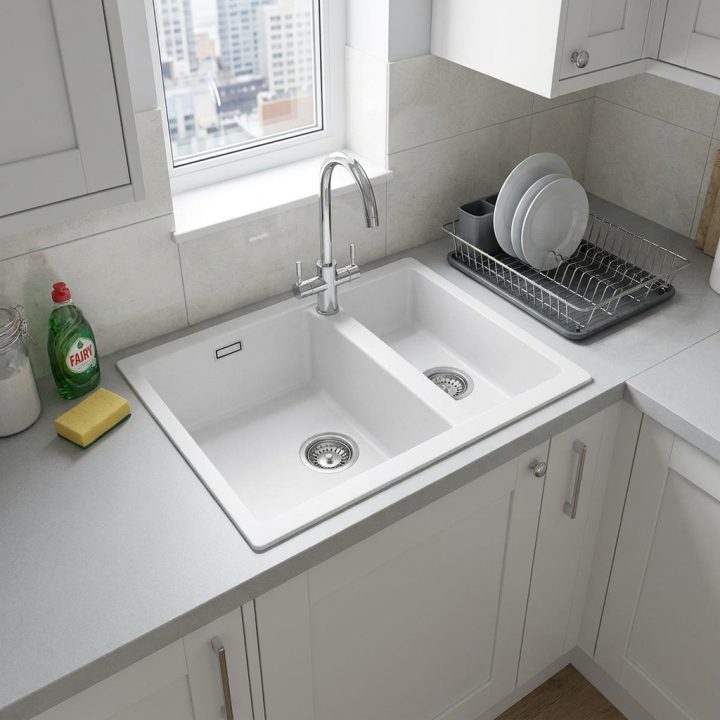 Lucca White Granite Composite 1.5 Bowl Kitchen Sink - 7333bad829a136bb484c3d3f85b23d2d9b72452a7dbf0ebdb1e74fd6a3a82160