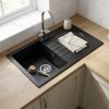 Pisa Black Granite Composite Kitchen Sink & Drainer - 8ff7b10adaf557a3ae964b0216635204d58f416ab18995bf4c2aa3bbe8382fb7