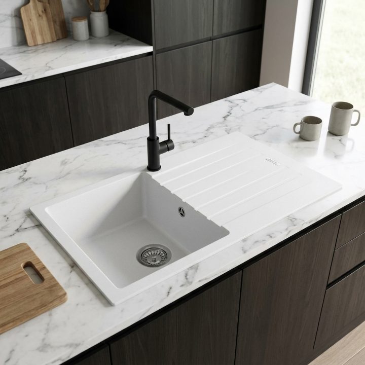 Pisa White Granite Composite Kitchen Sink & Drainer - db6b8482c1c018ad19df1b4a977039d9588046233e6a8ae512fce7747868b0b7