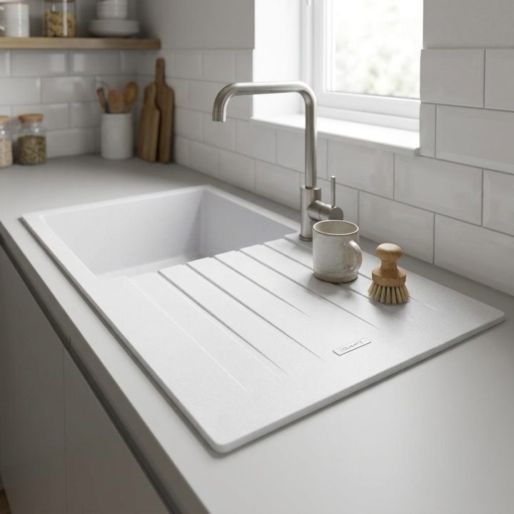 Sienna White Granite Composite Kitchen Sink & Drainer - e966a7d56bb841cca1b754d9d398725189fe49bea9e28a7dade20bb3ef7a0ac5