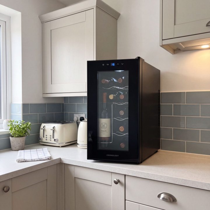 10 Bottle Freestanding Wine Cooler 26cm - Black - Scale and room context