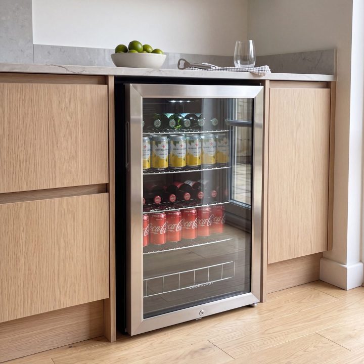 115L Freestanding Under Counter Drinks Fridge 54cm - Stainless Steel - Everyday use and access