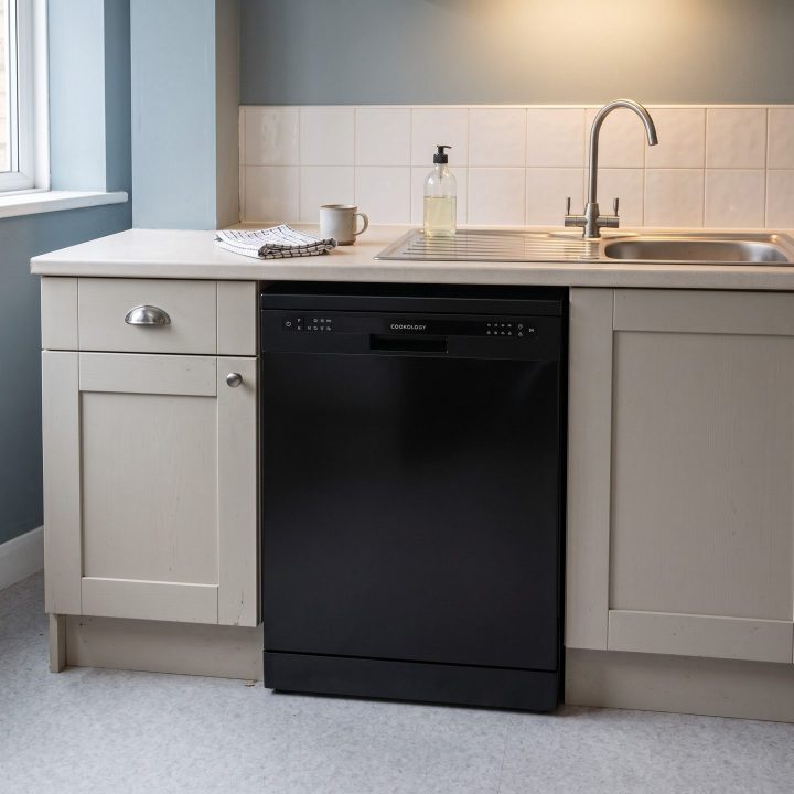 13 Place Settings Freestanding Dishwasher - Black - Scale and room context