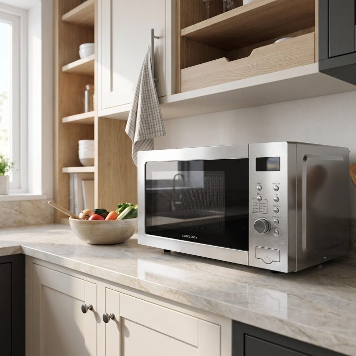25L Freestanding Combi Microwave with Grill 900W - Stainless Steel - Everyday use and access
