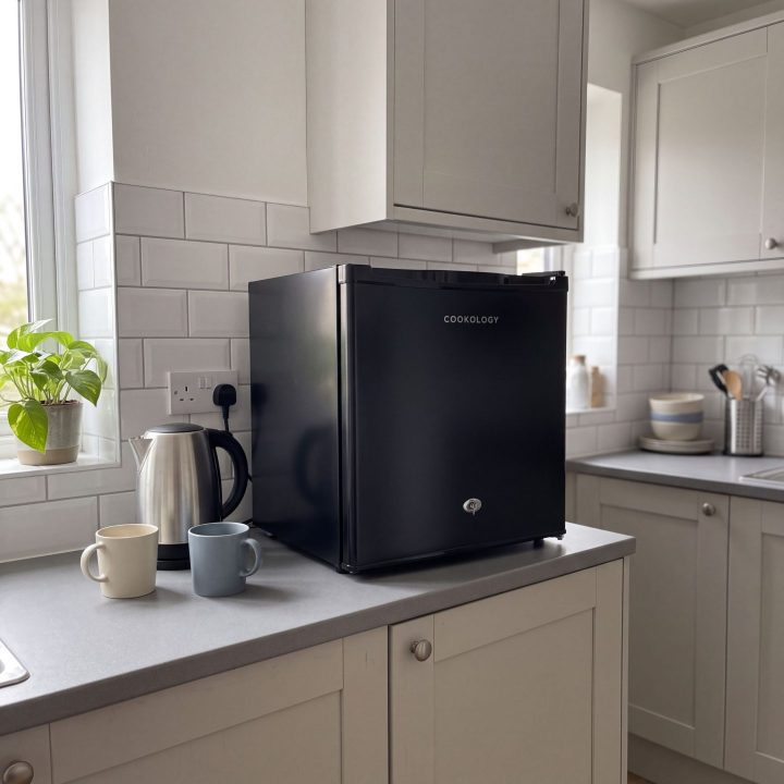 41L Table Top Mini Fridge with Ice Box - Black - Scale and room context