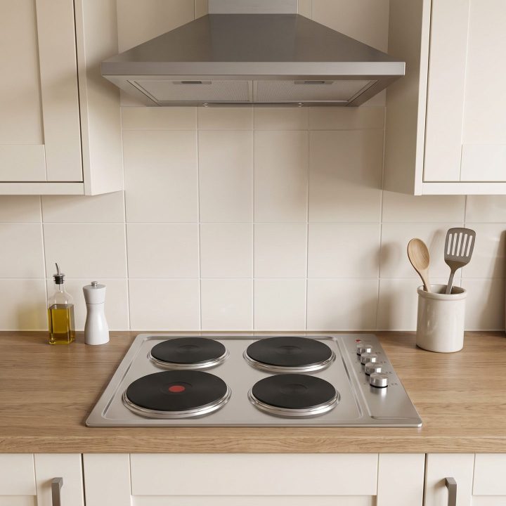 60cm Built-In Solid Plate Hob 4 Zone - Stainless Steel - Product hero