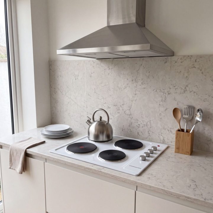 60cm Built-In Solid Plate Hob 4 Zone - White - Everyday use and access