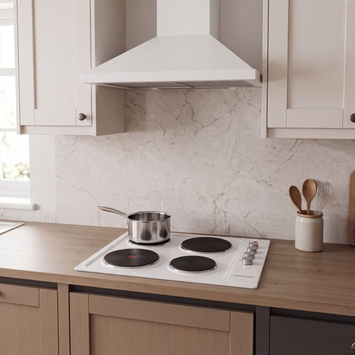 60cm Built-In Solid Plate Hob 4 Zone - White - Product hero