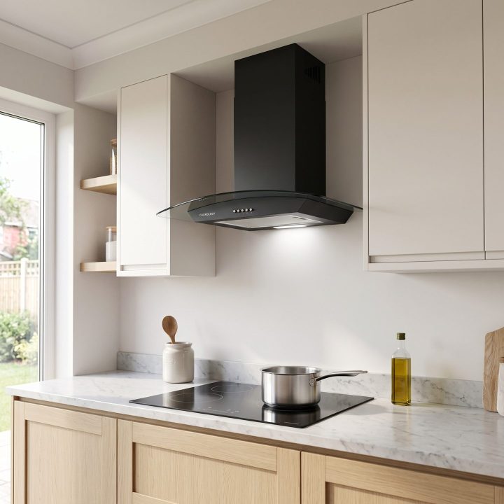 60cm Chimney Cooker Hood A Energy Rated - Black - Everyday use and access