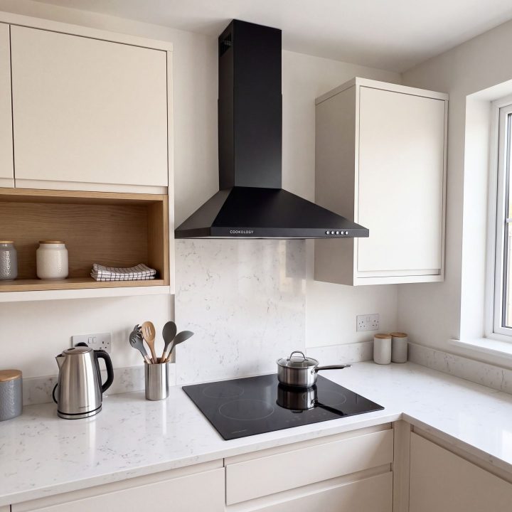 60cm Chimney Cooker Hood A Energy Rated - Matt Black - Everyday use and access