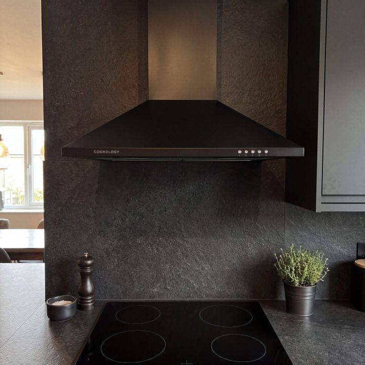 60cm Chimney Cooker Hood A Energy Rated - Matt Black - Verified design detail
