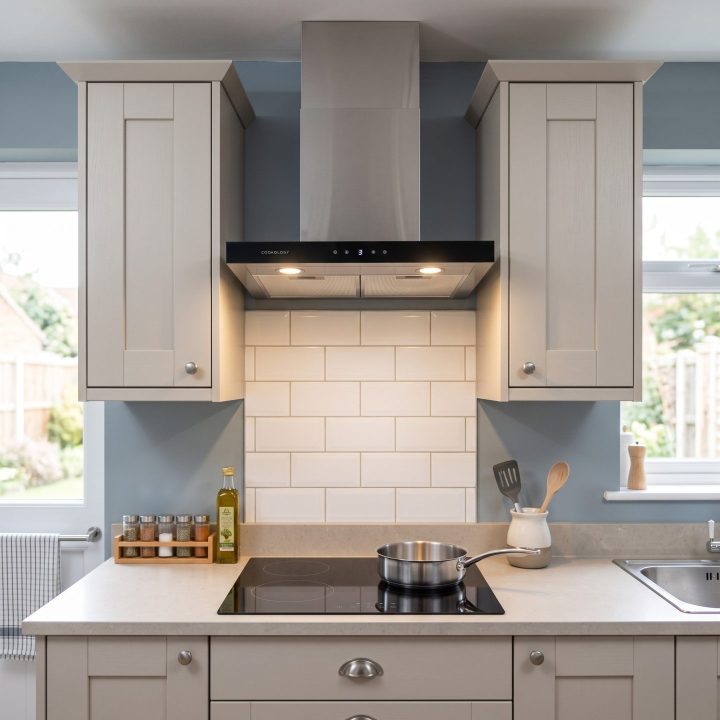 60cm Chimney Cooker Hood A++ Energy Rated - Stainless Steel - Scale and room context