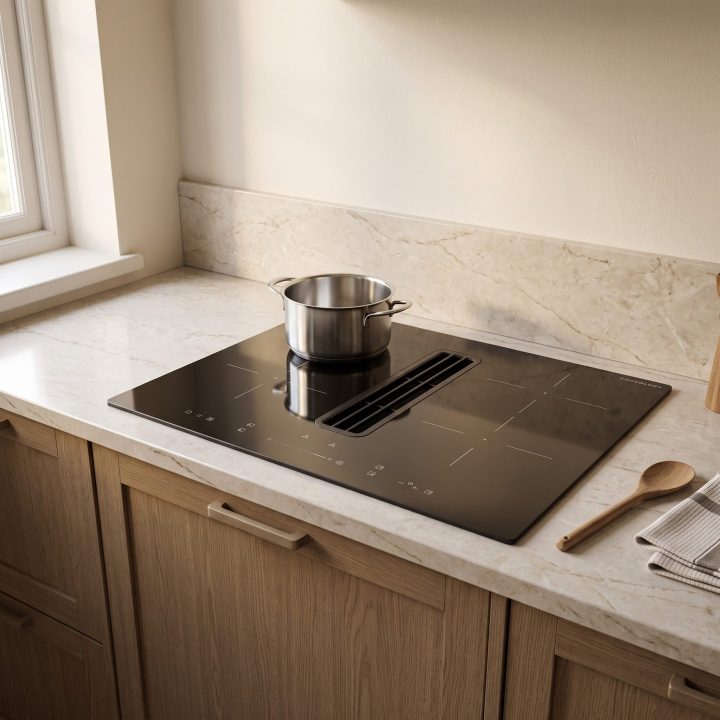 60cm Downdraft Vented 4 Zone Induction Hob A Energy Rated - Black - Product hero