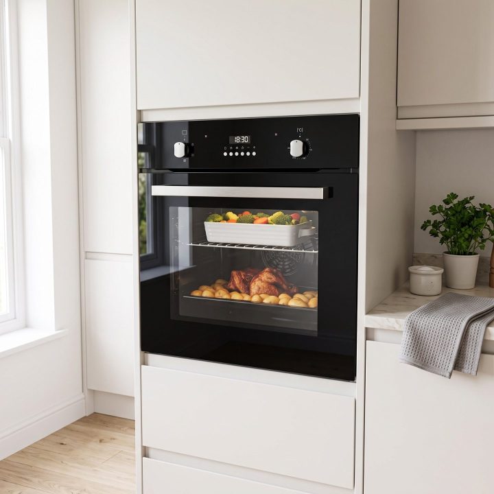60L Built-In Electric Fan Oven A Energy Rated - Black Glass - Everyday use and access