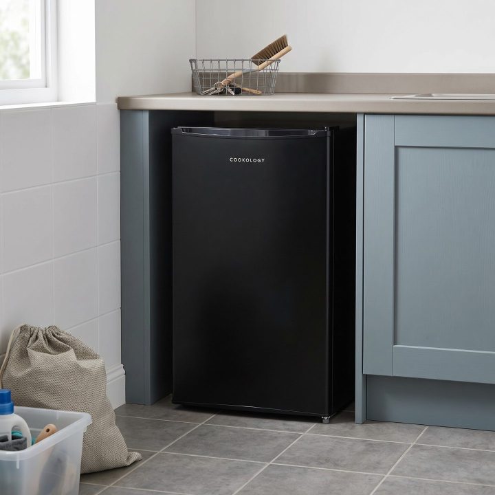60L Freestanding Under Counter Freezer - Black - Scale and room context