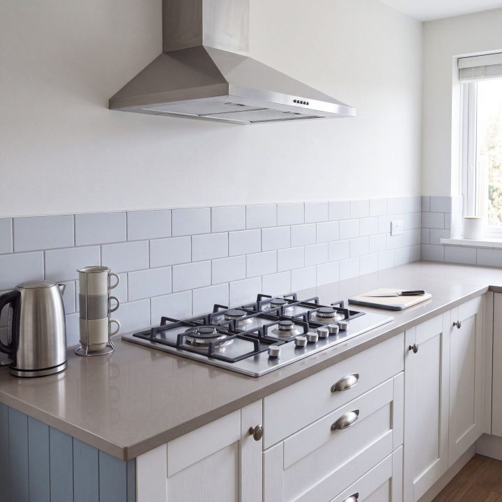 70cm Built-In 5 Burner Gas Hob with Wok Burner - Stainless Steel - Scale and room context