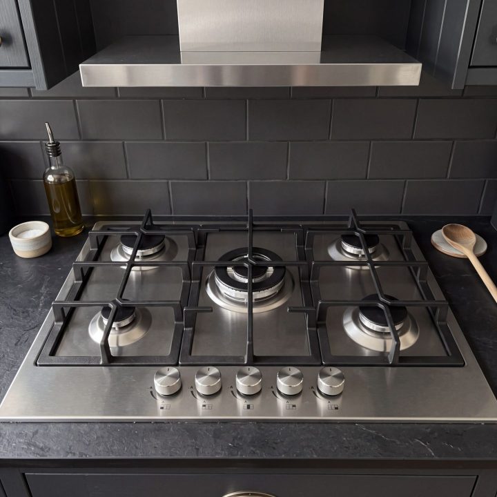 70cm Built-In 5 Burner Gas Hob with Wok Burner - Stainless Steel - Verified design detail