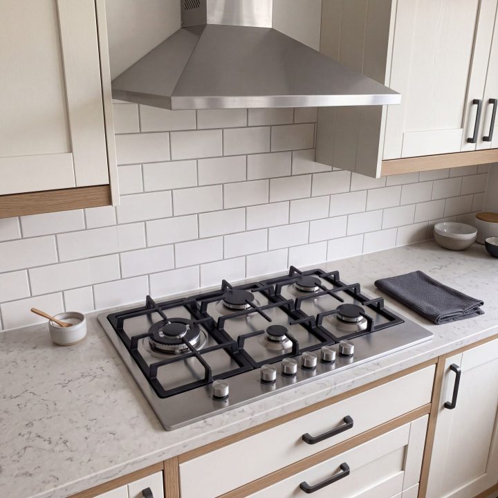 70cm Built-In 5 Burner Gas Hob with Wok Burner - Stainless Steel - Product hero