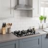 70cm Built-In 5 Burner Gas on Glass Hob with Wok Burner - Black - Scale and room context