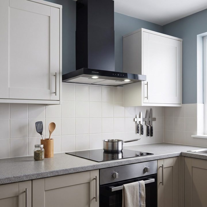 70cm Chimney Cooker Hood A++ Energy Rated - Black - Scale and room context