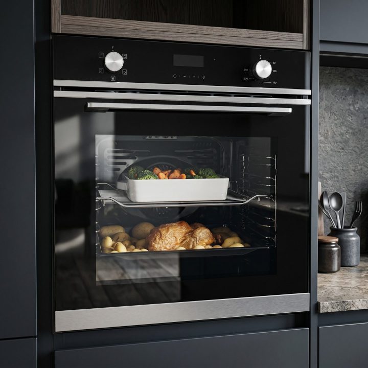 72L Built-In Electric Multifunction Oven A Energy Rated - Stainless Steel - Verified design detail