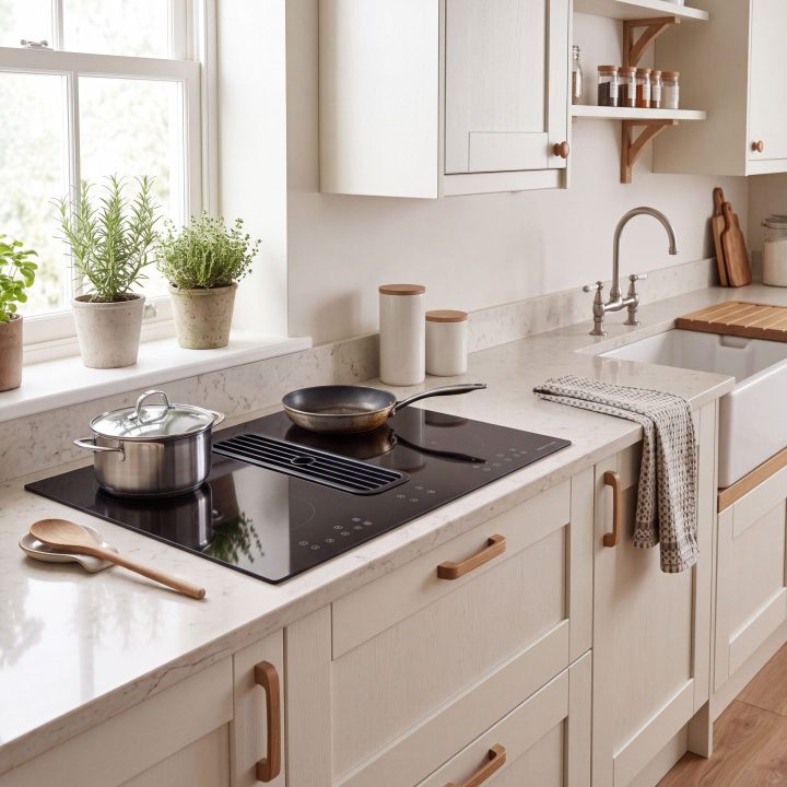 80cm Downdraft Vented 4 Zone Induction Hob A+ Energy Rated - Black - Everyday use and access variation 2
