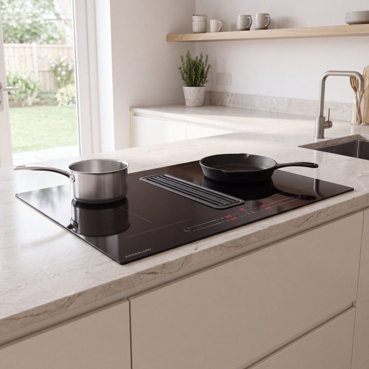 80cm Downdraft Vented 4 Zone Induction Hob A Energy Rated - Black - Everyday use and access